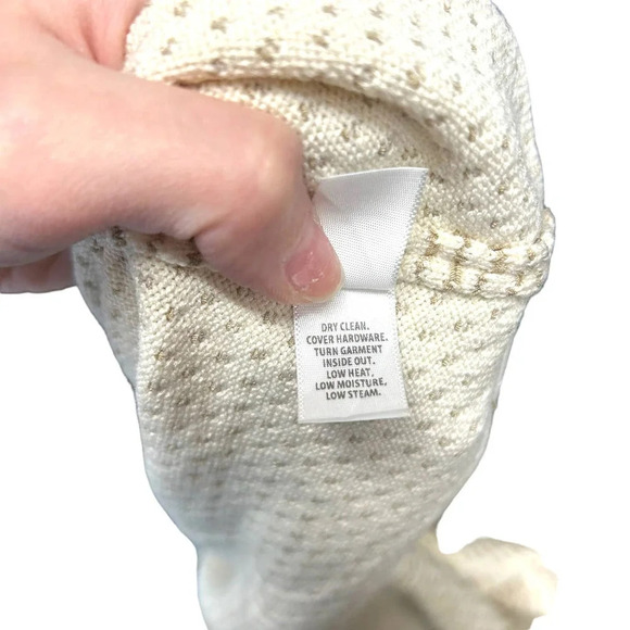 St. John Cream Ivory Stripe Knit Zip Front Sweater Jacket Size XL **Flawed‎ - Picture 10 of 10